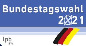 Schriftzug "Bundestagswahl 2021" auf blauem Hintergrund